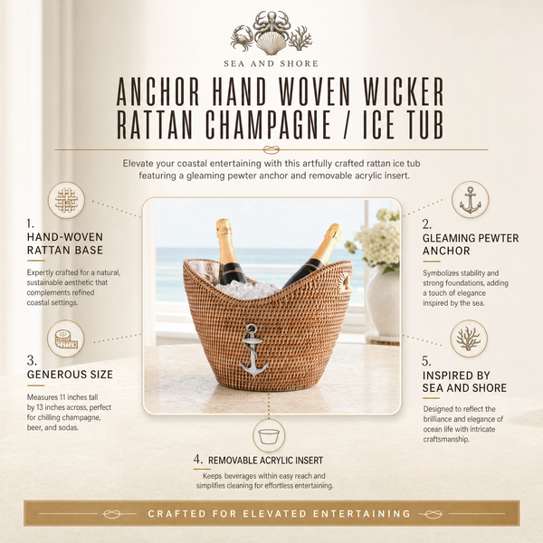 Anchor Hand Woven Wicker Rattan Champagne / Ice Tub