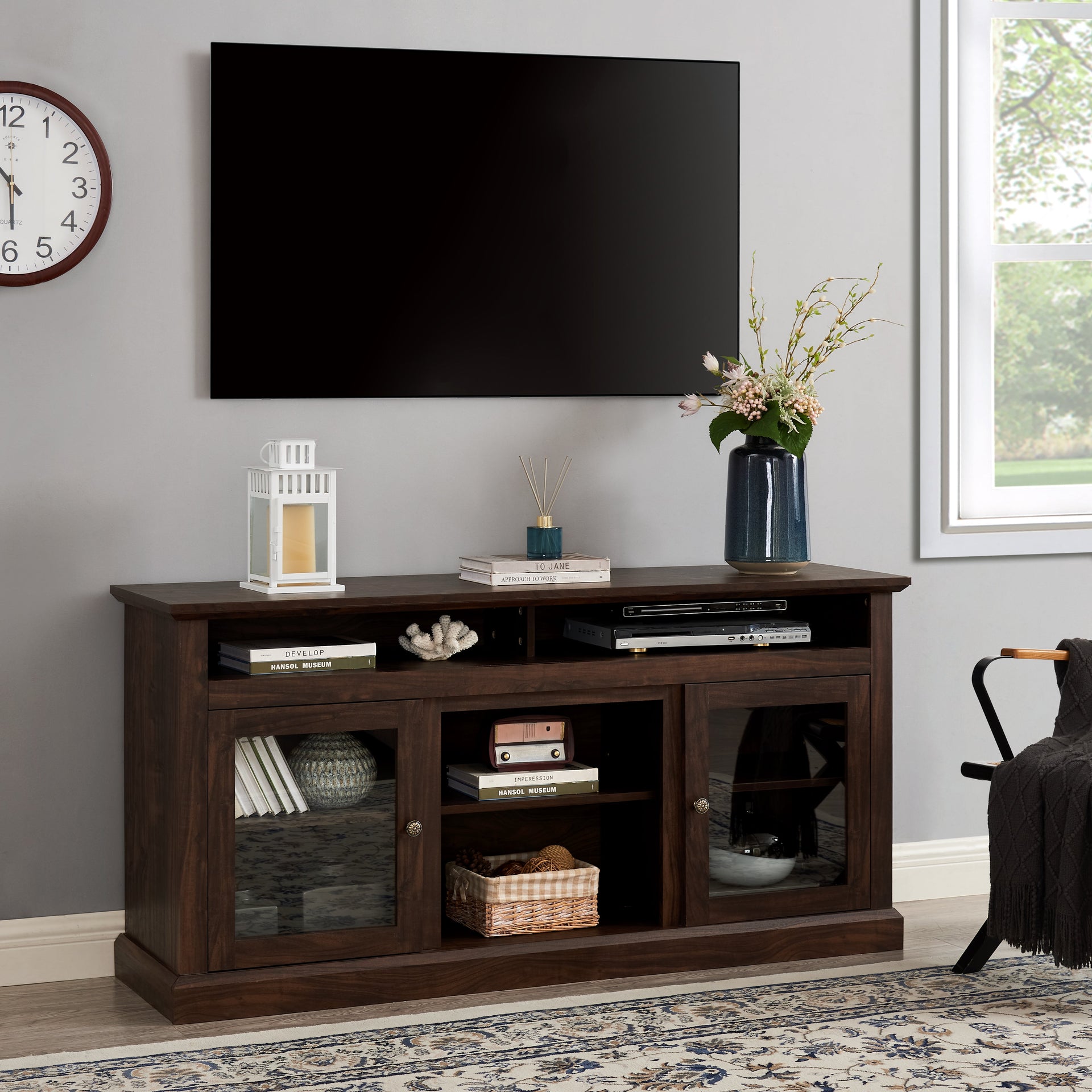 Contemporary TV Media Stand Modern Entertainment Console Brown