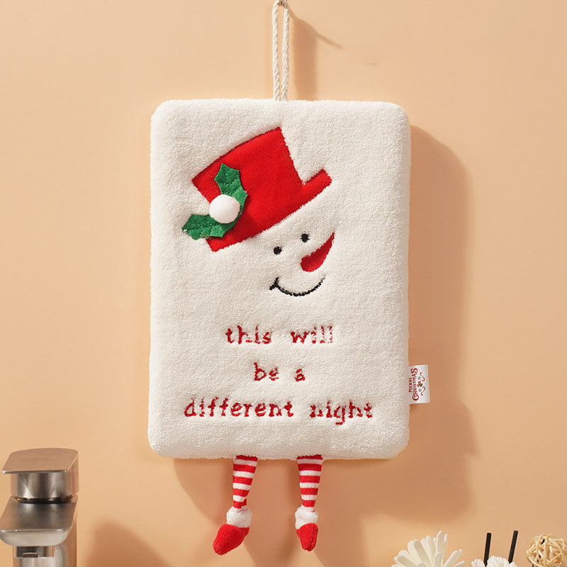 New Christmas hand towel can be hung with thick coral fleece towel, kitchen absorbent quick drying cloth, cartoon hand towel