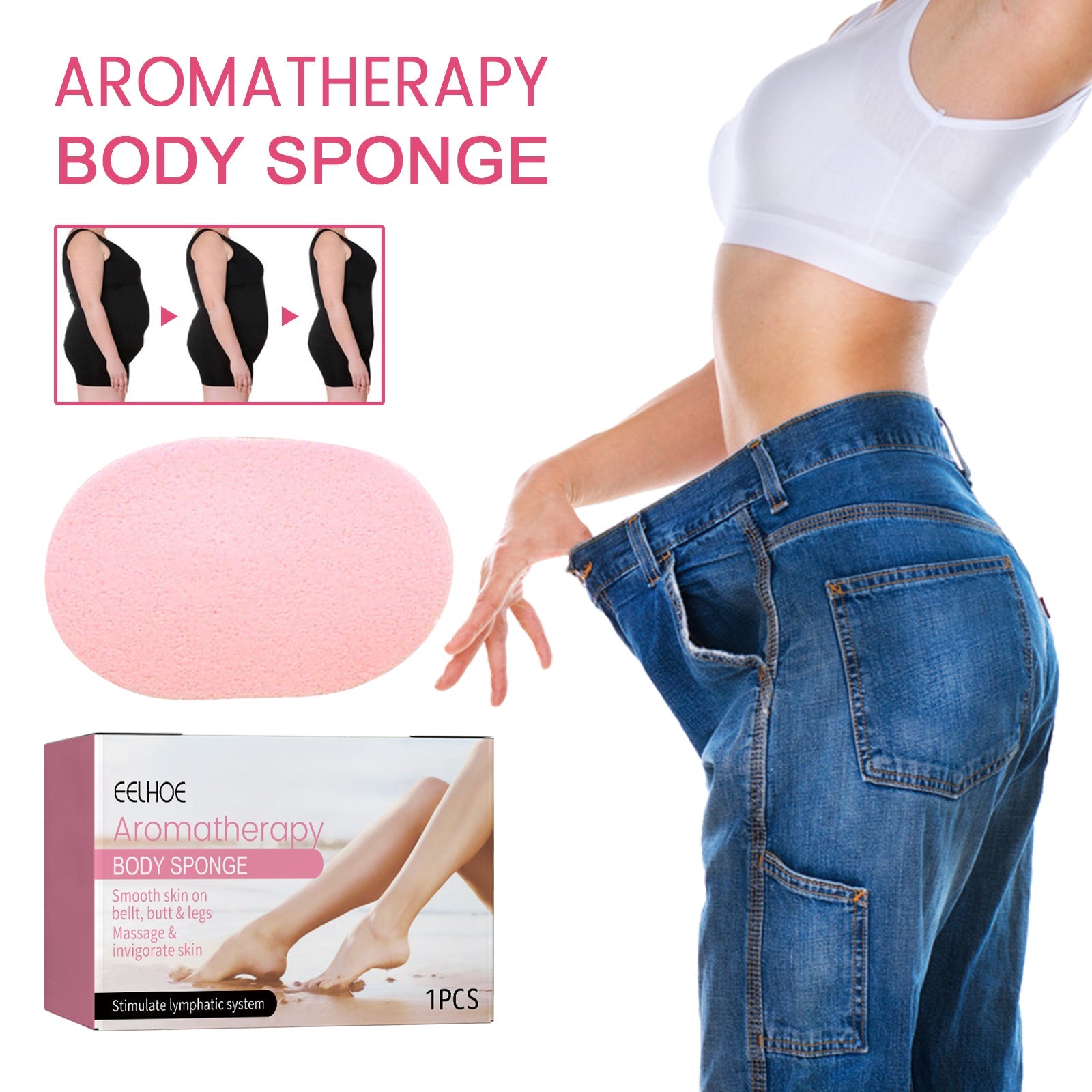 Aromatherapy Body Sponge, Firming Skin Belly Calf Arm Toning Body Cleansing Bath Sponge