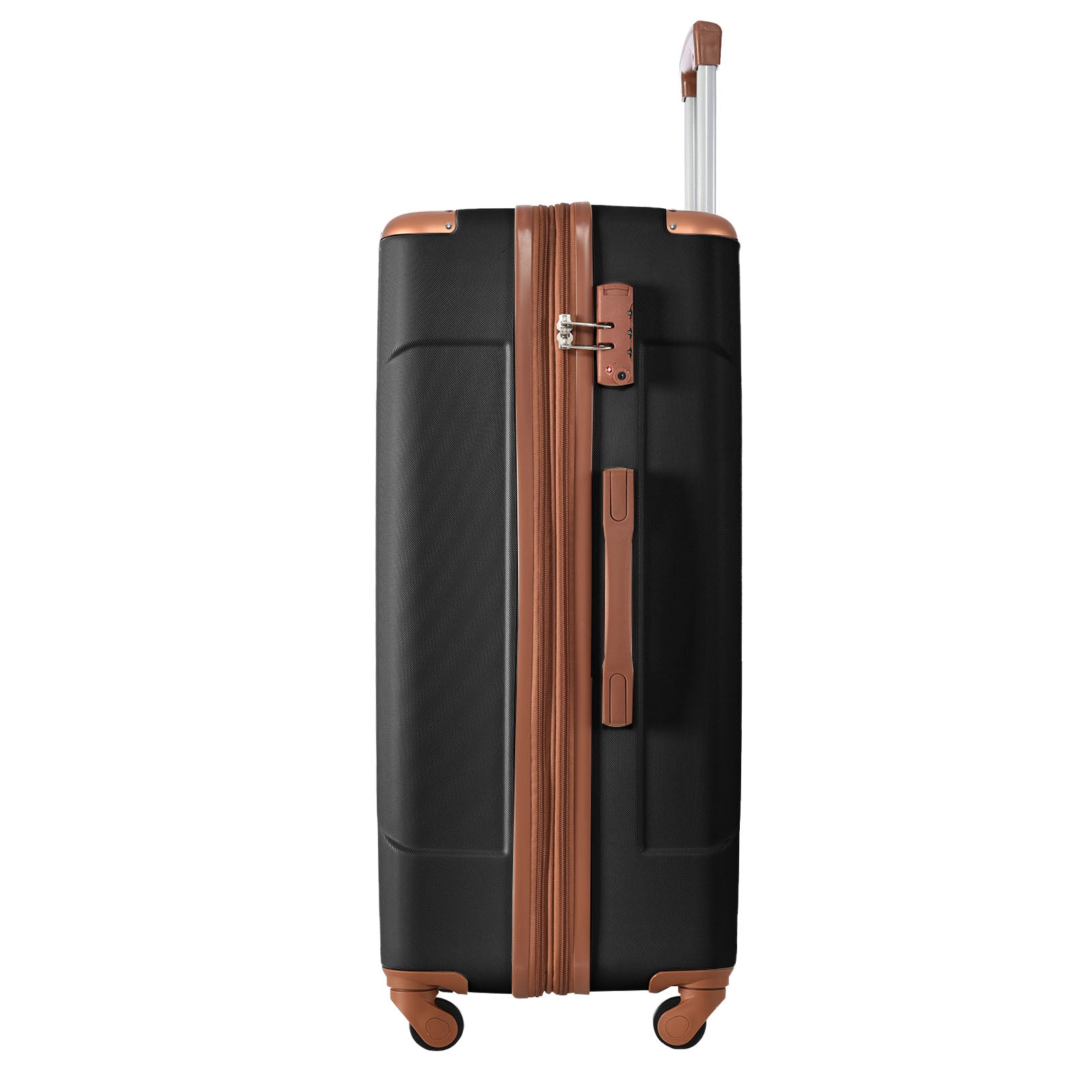Hardshell Luggage Spinner Suitcase with TSA Lock Lightweight Expandable 24'' (Single Luggage) Black Brown + ABS + 24 Inch
