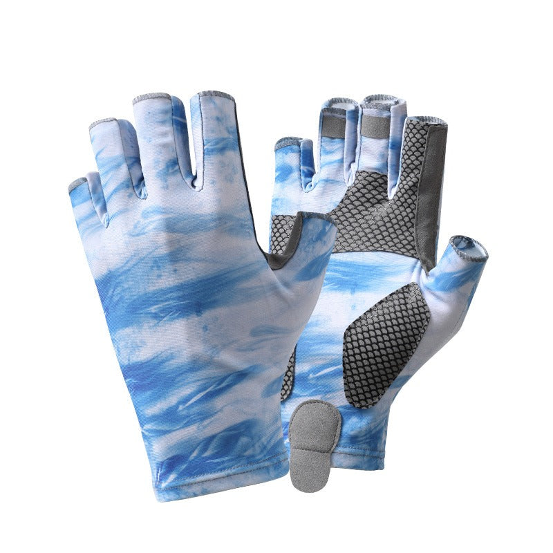 Fishing Half finger Road Asian Gloves Men and Women Ice Silk Sunscreen, Sweat Absorbent, Breathable, Anti slip, Anti stab Outdoo