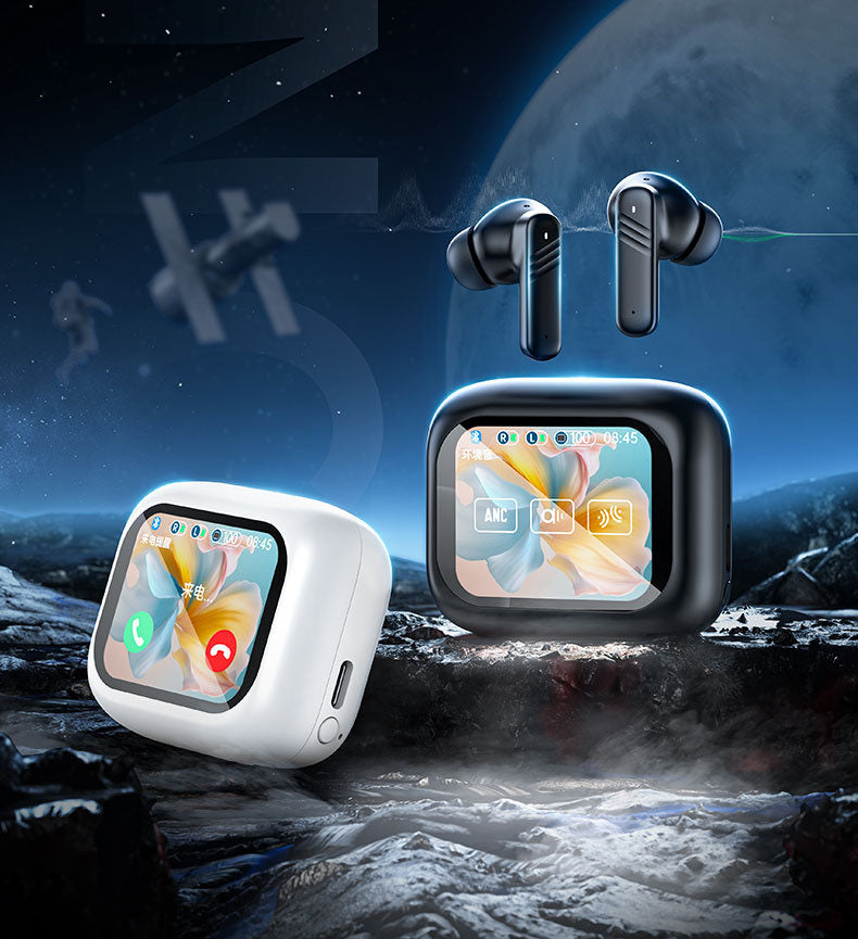 Full color touch screen ANC+ENC dual noise reduction Bluetooth earphones in ear multifunctional new wireless earphones