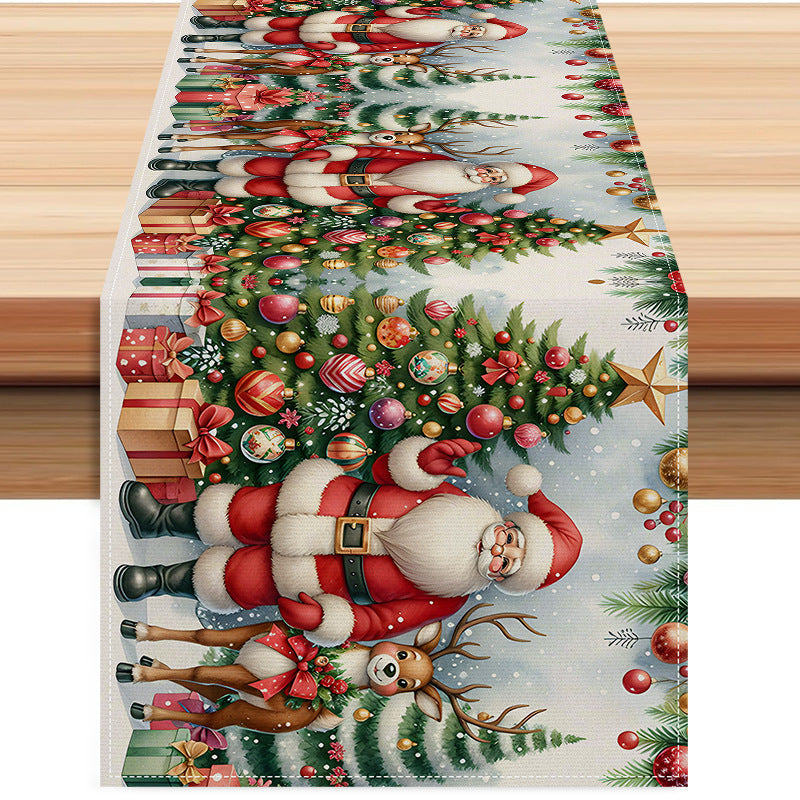 Christmas decoration table flag home fabric tablecloth holiday party tablecloth tea flag Christmas tree print