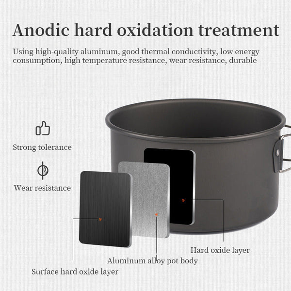 1-3 Person Camping Cookware Set: Light, Portable Pot & Pan in Carrying Bag, Ideal for Outdoor Trips