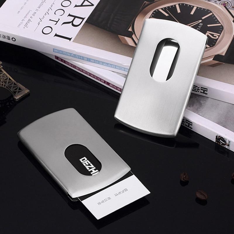 Portable Hand-push type Stainless Steel Business card holder wallet card case for men