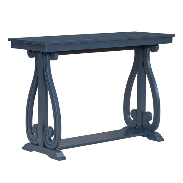 48-Inch Rustic Vintage Console Table --- Farmhouse Style Entryway Table with Open Shelf and Sturdy Construction (Navy)