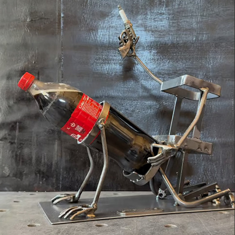 Skull 2-in-1 Bottle Stand: Holds Coke & Wine, Metal Skeleton Holder – Fun Bar Decor V.I.P Digital Presence