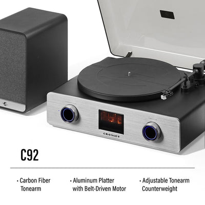 C92 Record Player With Speakers - Black