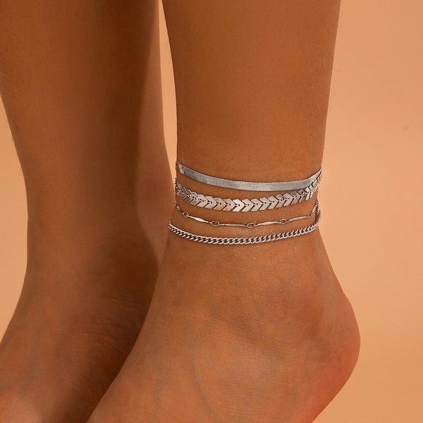 Love Beaded Punk Chain Foot Chain Set Hip Hop Personalized Snake Bone Chain Foot