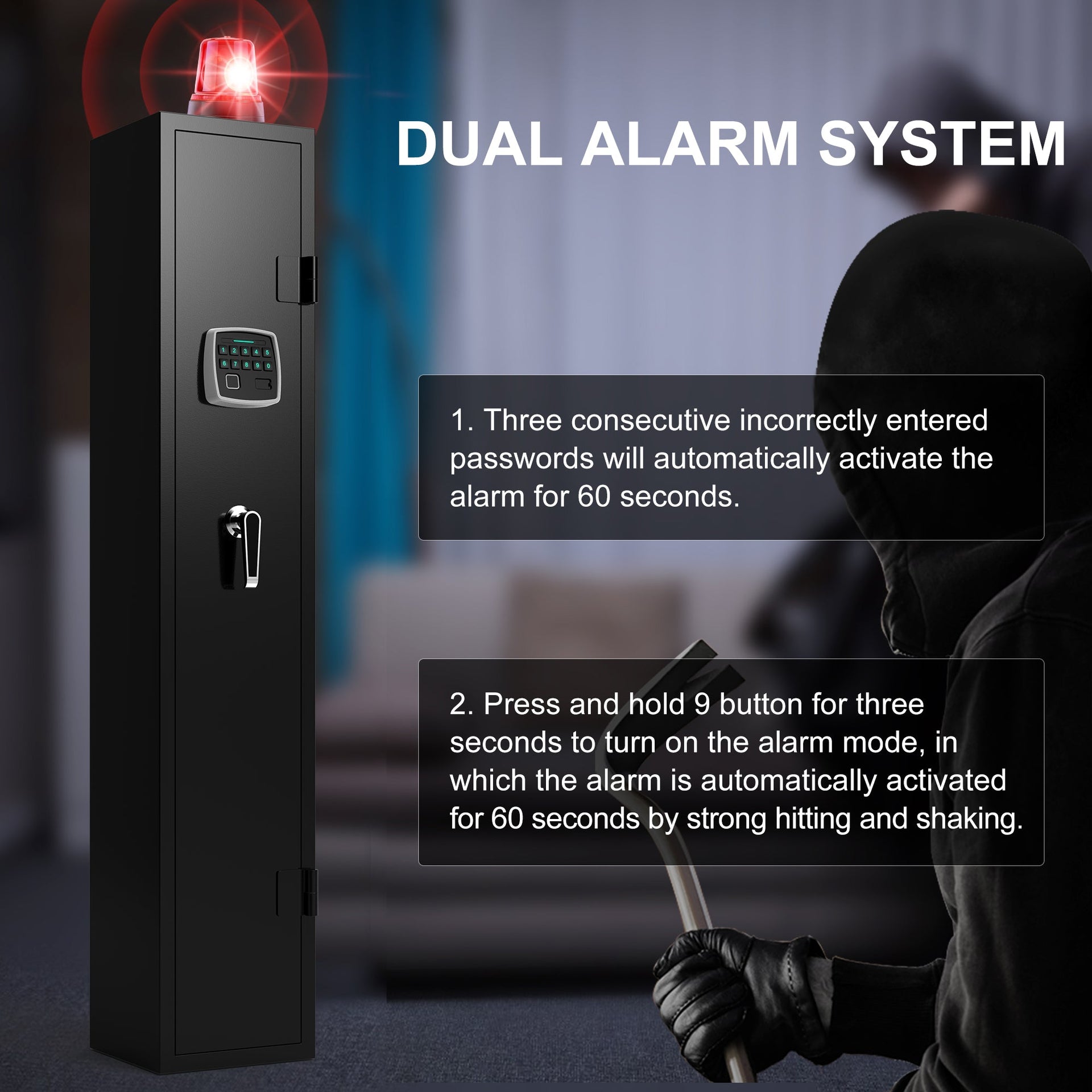 5 gun safes with 3 pistol pockets, quick access biometric adjustable heavy-duty gun rack mounted gun safes