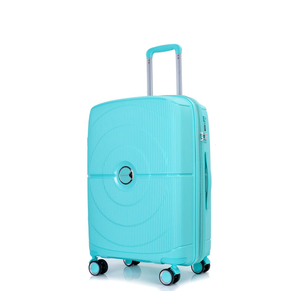 Expandable Hardshell Suitcase Double Spinner Wheels PP Luggage Sets Lightweight Durable 3-Piece Set (20/24/28) , Lake Blue