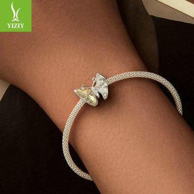 Yinziyun Original Ginkgo Butterfly DIY Bracelet Beads Forest Romantic Golden Butterfly s925 Pure Silver Beads