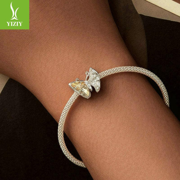 Yinziyun Original Ginkgo Butterfly DIY Bracelet Beads Forest Romantic Golden Butterfly s925 Pure Silver Beads