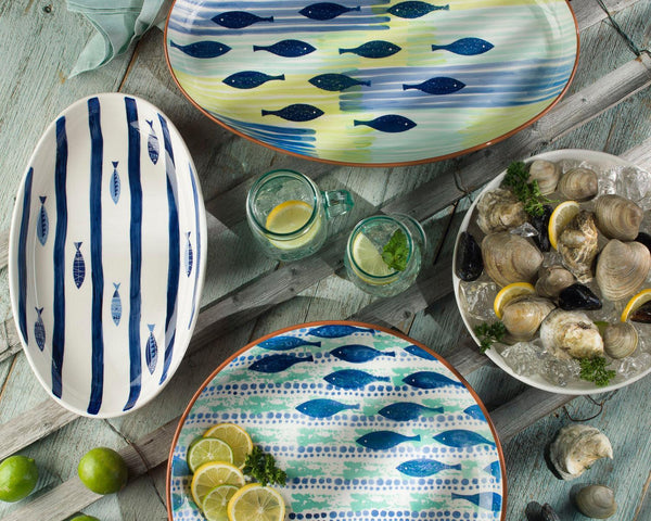 Mediterranean Sea Fish 15'' Oval Serving Bowl