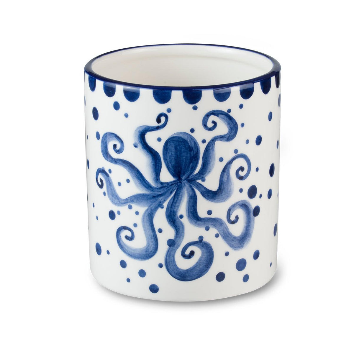 Costa Azul Hand Painted Octopus Design Ceramic Crock