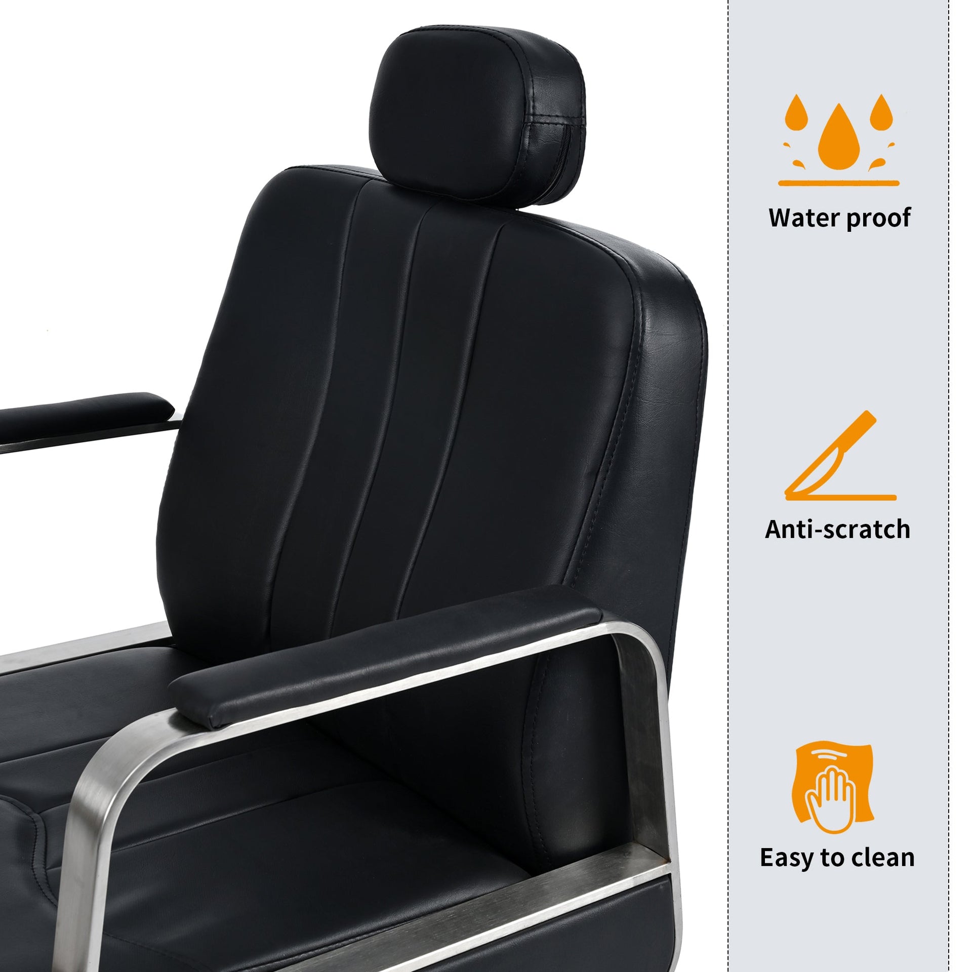 Advanced reclining hair salon chair with heavy-duty hydraulic pump, 360 ° rotation, maximum weight capacity of 400 pounds, bla