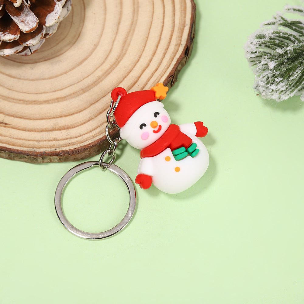 Christmas series keychains cute cartoon soft rubber dolls creative three-dimensional Santa Claus pendants small gifts