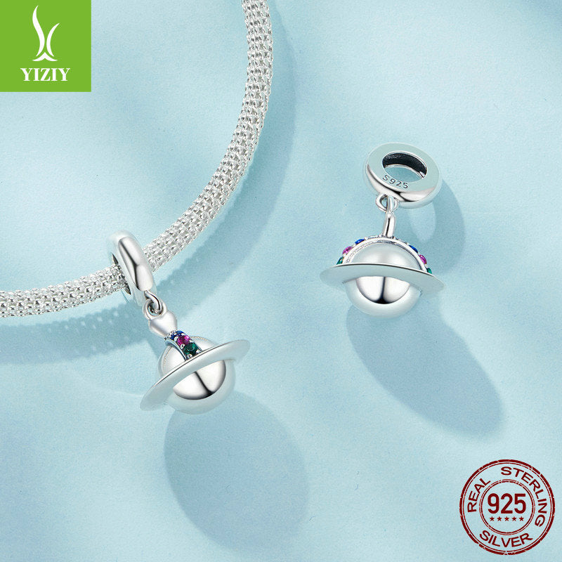 Silver Charm Original Romantic Planet DIY Pendant Accessories Personalized Niche Universe s925 Pure Silver Bracelet Beads