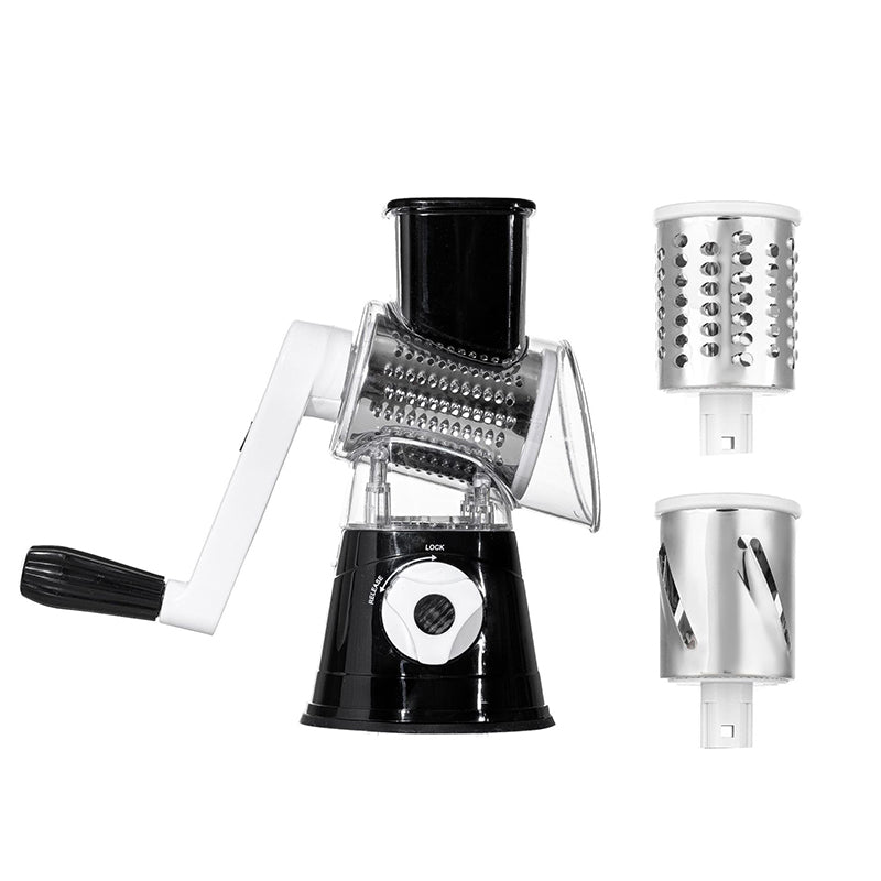 5-in-1 Cheese Grater: Gourmet, Rotary with Hand Crank, 10 Blades (3 Blades-C), for Cheese & Vegetable Slicing.