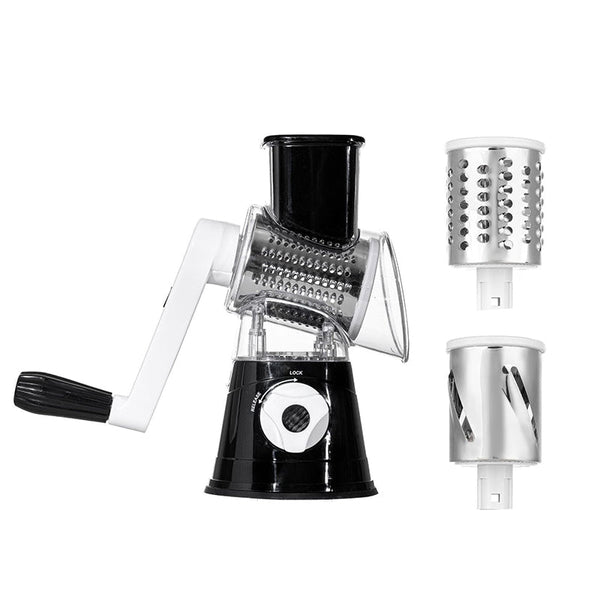5-in-1 Cheese Grater: Gourmet, Rotary with Hand Crank, 10 Blades (3 Blades-C), for Cheese & Vegetable Slicing.