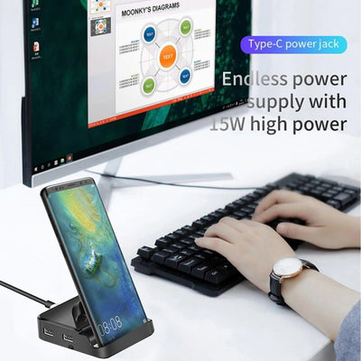 8 in 1 Type C HUB Docking Station Phone Stand USB C To HDMI-compatible Dock Power Charger Adapter For MacBook For Samsung HUAWEI