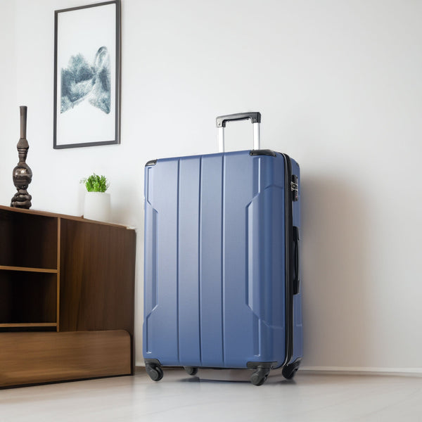 Hardshell Luggage Spinner Suitcase with TSA Lock Lightweight Expandable 24'' (Single Luggage) Blue + ABS + 24 Inch