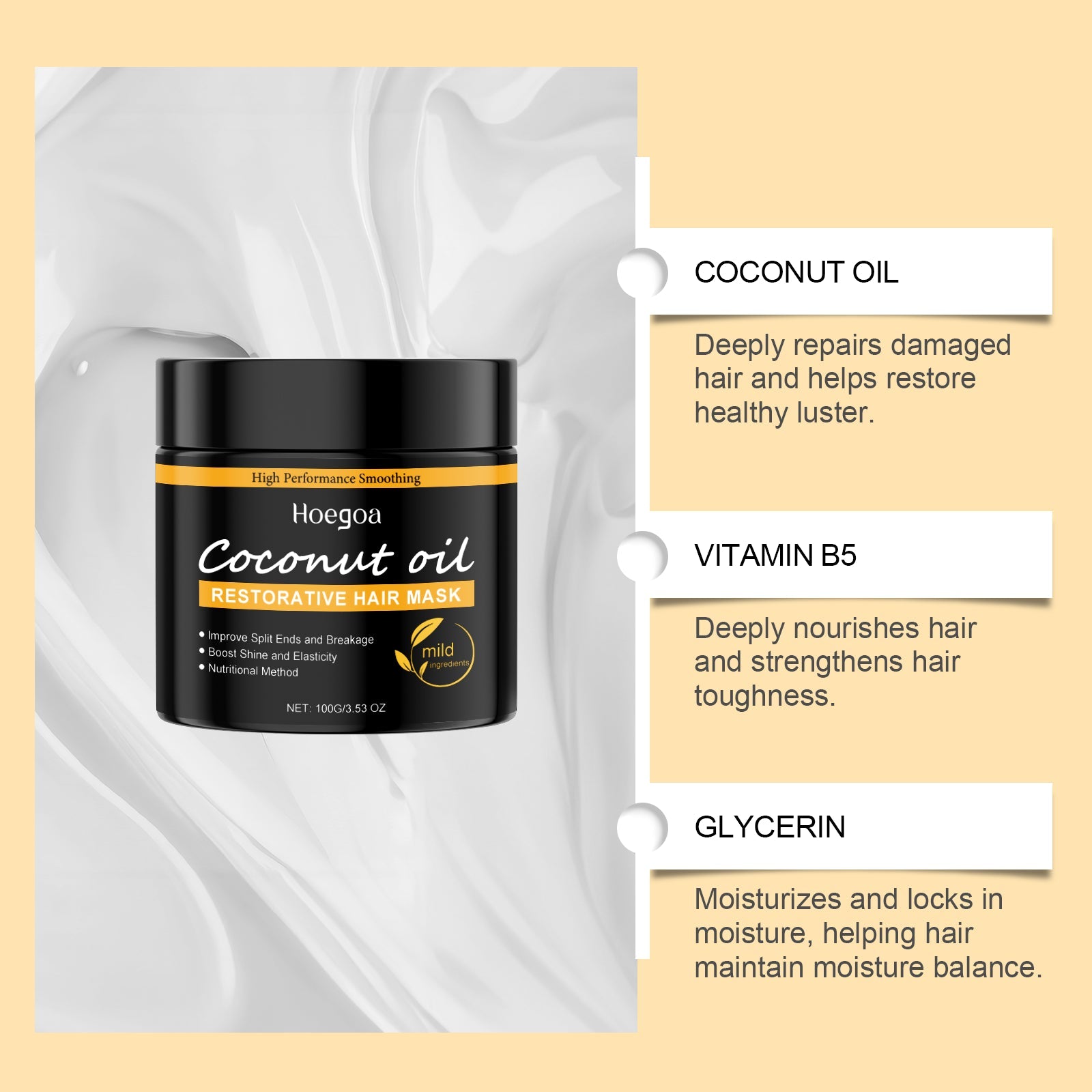 Coconut Oil Hair Mask Repair Dry Hair, Smooth And Glossy Hair Care Coconut Oil Hair Mask