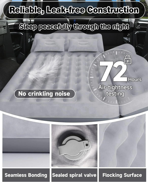 Umbrauto 29.53in/75cm Wide Car Air Mattress – Inflatable SUV, Truck & Van Back Seat Camping Bed with Pump & Pillows, Gray