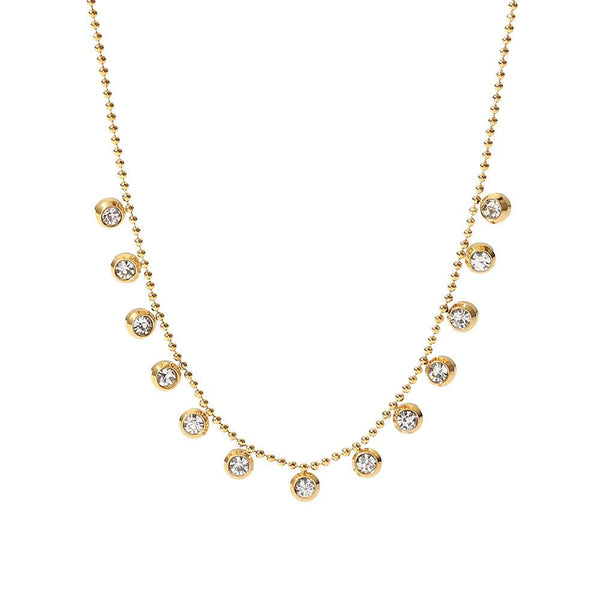 Fashionable and versatile titanium steel necklace white zircon stainless steel necklace for women