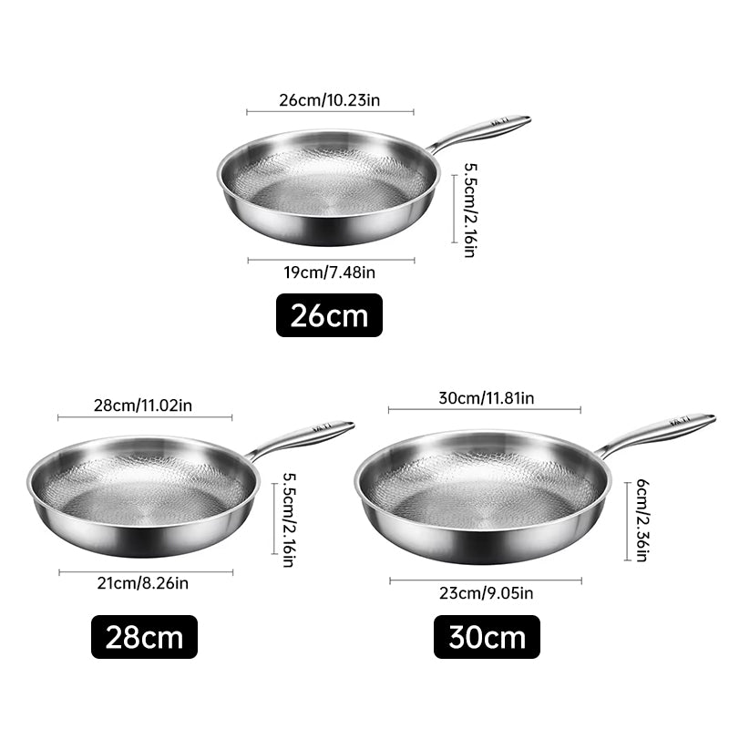 German uncoated pure titanium frying pan with fish - scale hammer pattern. Non - stick, ideal for household steak frying, a piec