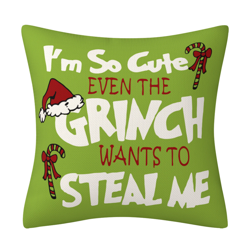 Greentown Cartoon Printed Christmas Pillow Cover Home Furnishings Cushion Sofa Pillowcase