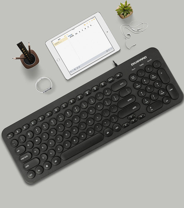 D520 Silent Wired Esports Keyboard USB Ultra Thin 104 Key Business Office Retro Punk Computer Gaming Keyboard