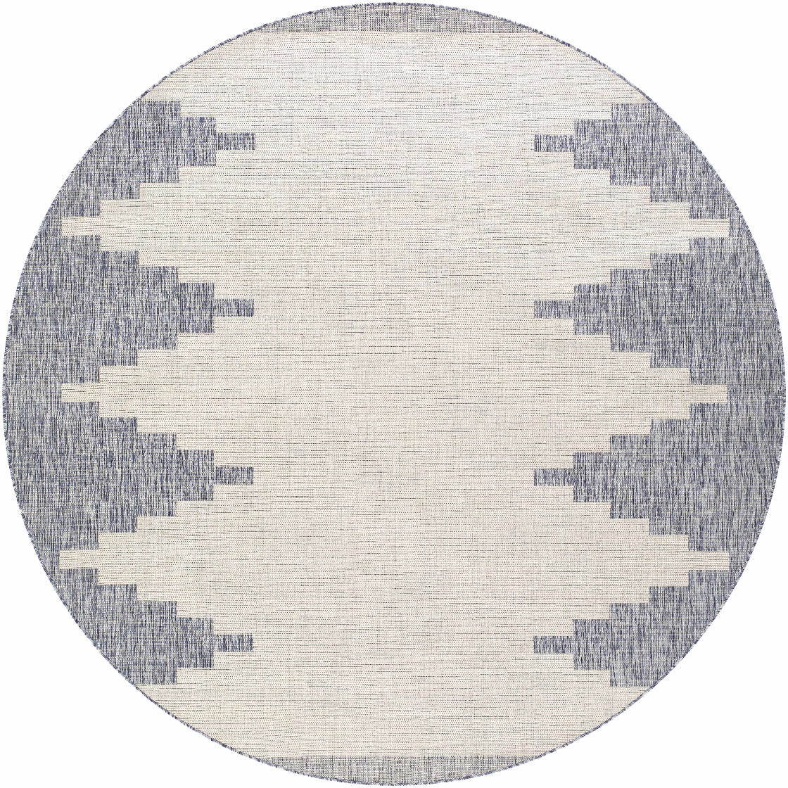 Round rug with geometric pattern on a white background