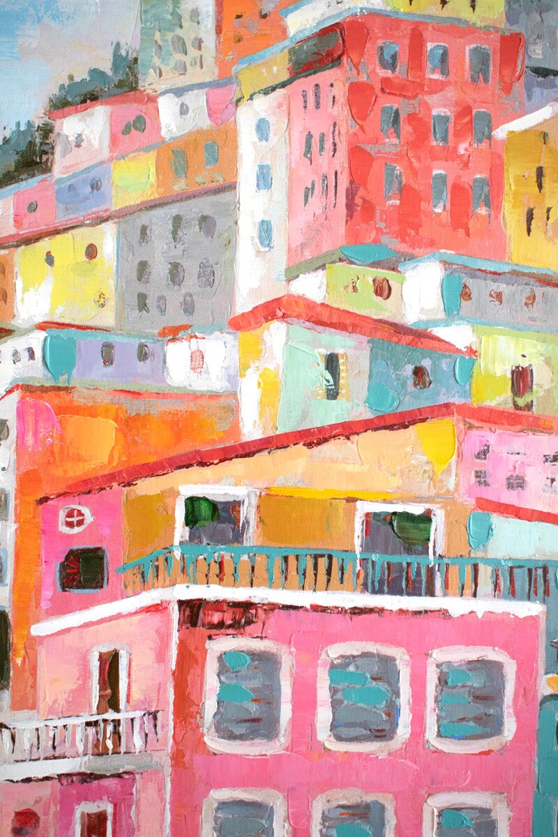 ACRYLIC COLORFUL HOUSES PAINTING
