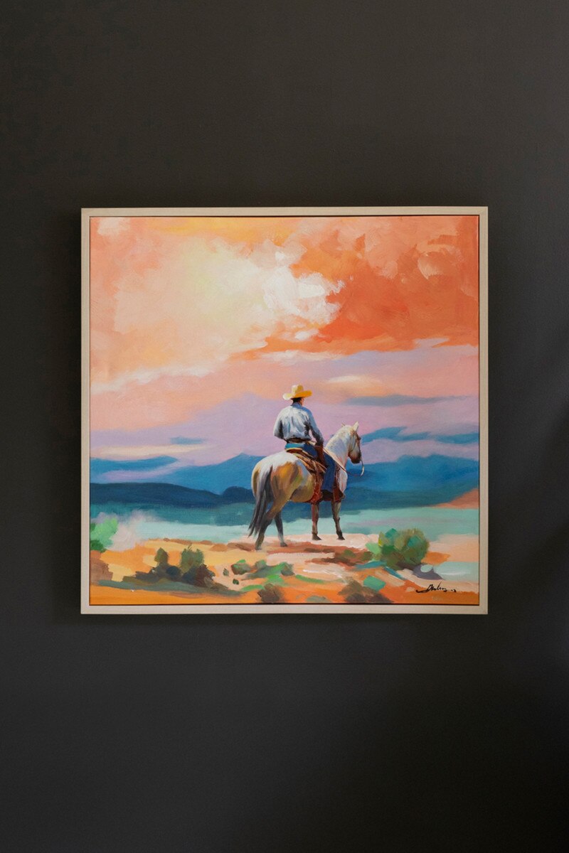 FRAMED ACRYLIC PAINTING - COWBOY