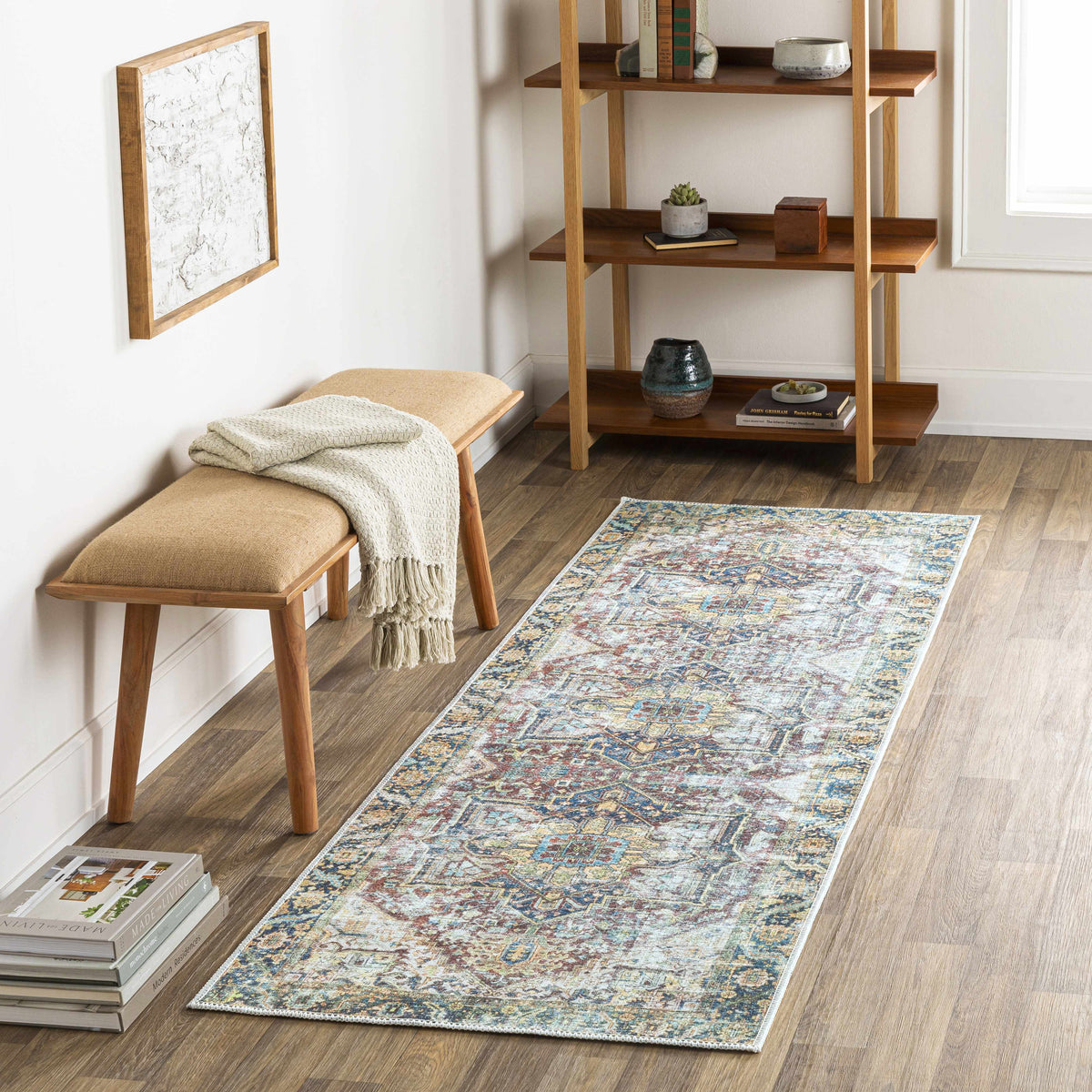 Blue Catigpian Distressed Washable Area Rug - Clearance