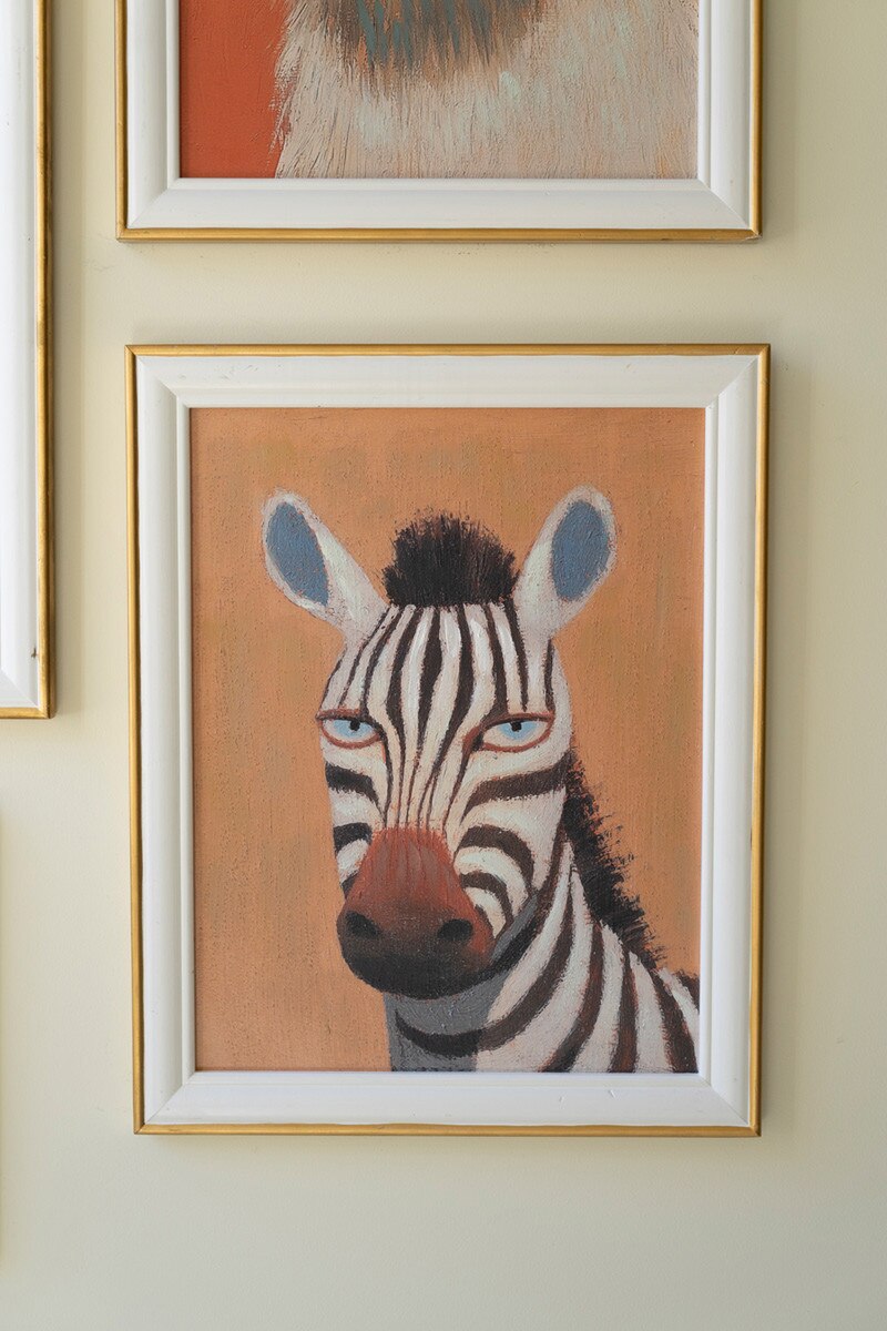 SET OF FIVE FRAMED ANIMALS PAINTINGS