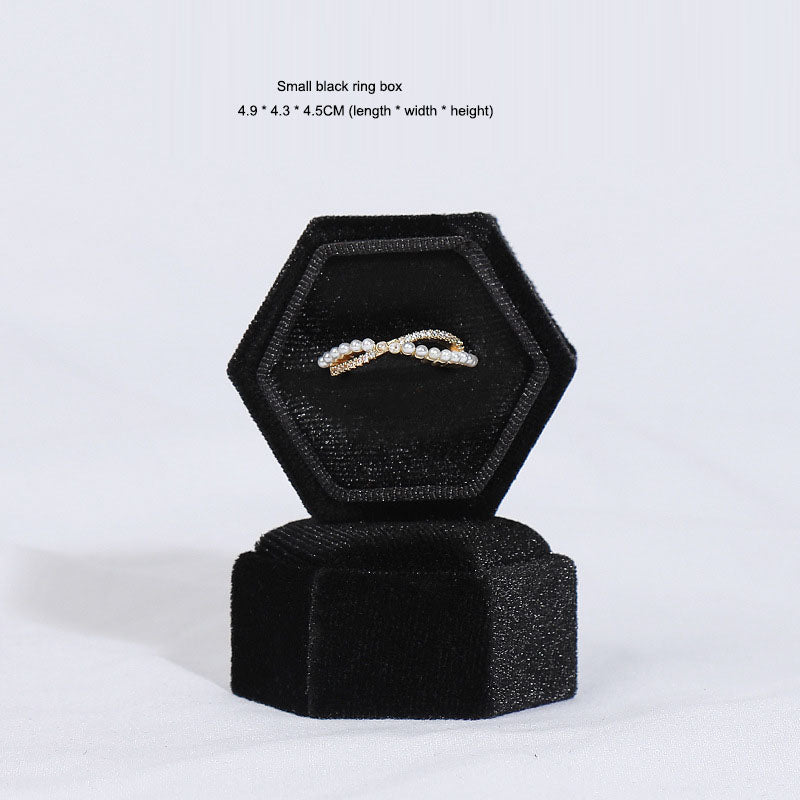 Hexagonal jewelry box, high-end Korean velvet ring earring box, jewelry box, jewelry packaging box
