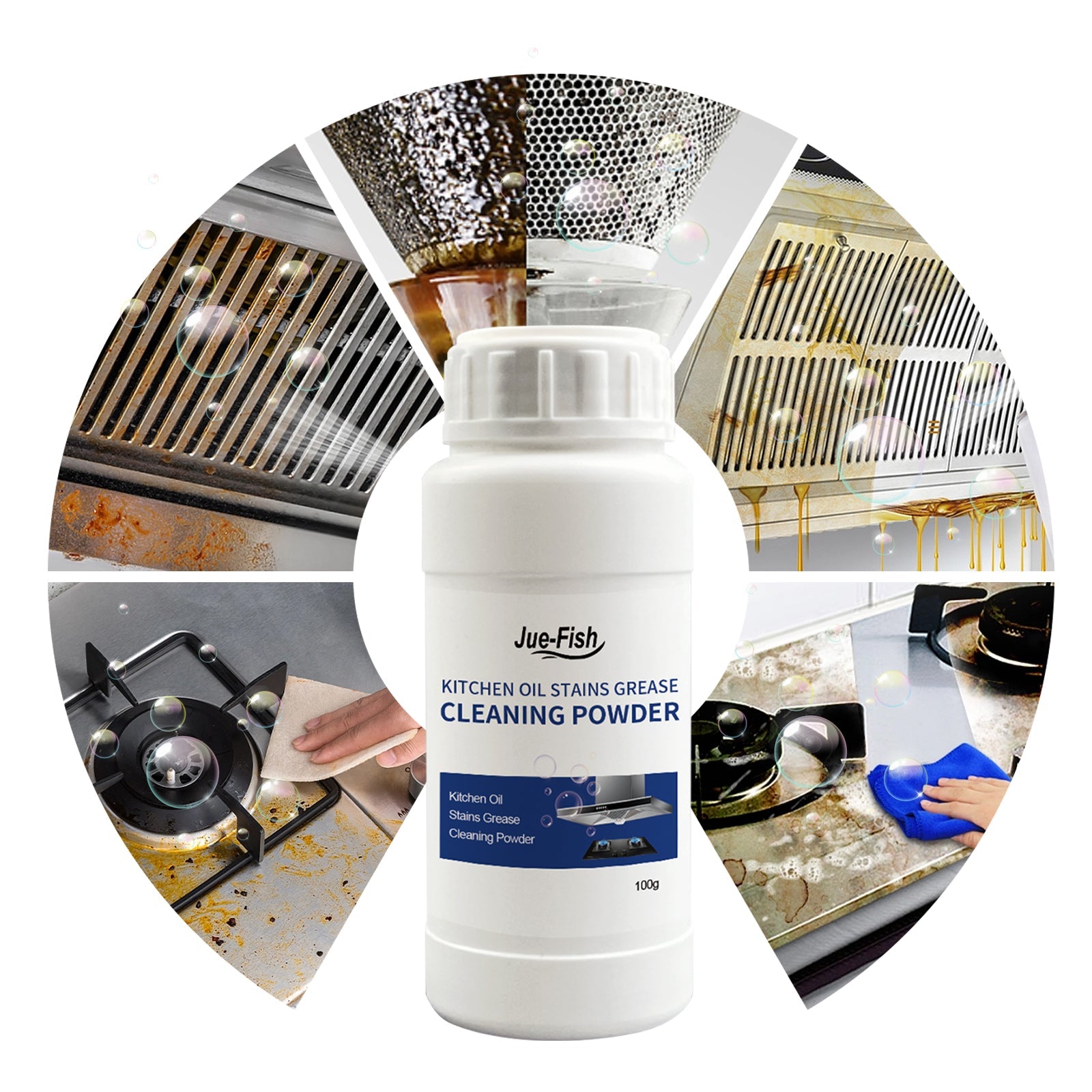 Oil Cleaning Powder, Kitchen Range Hood Stove Oil Rust Dirt Cleaning Powder