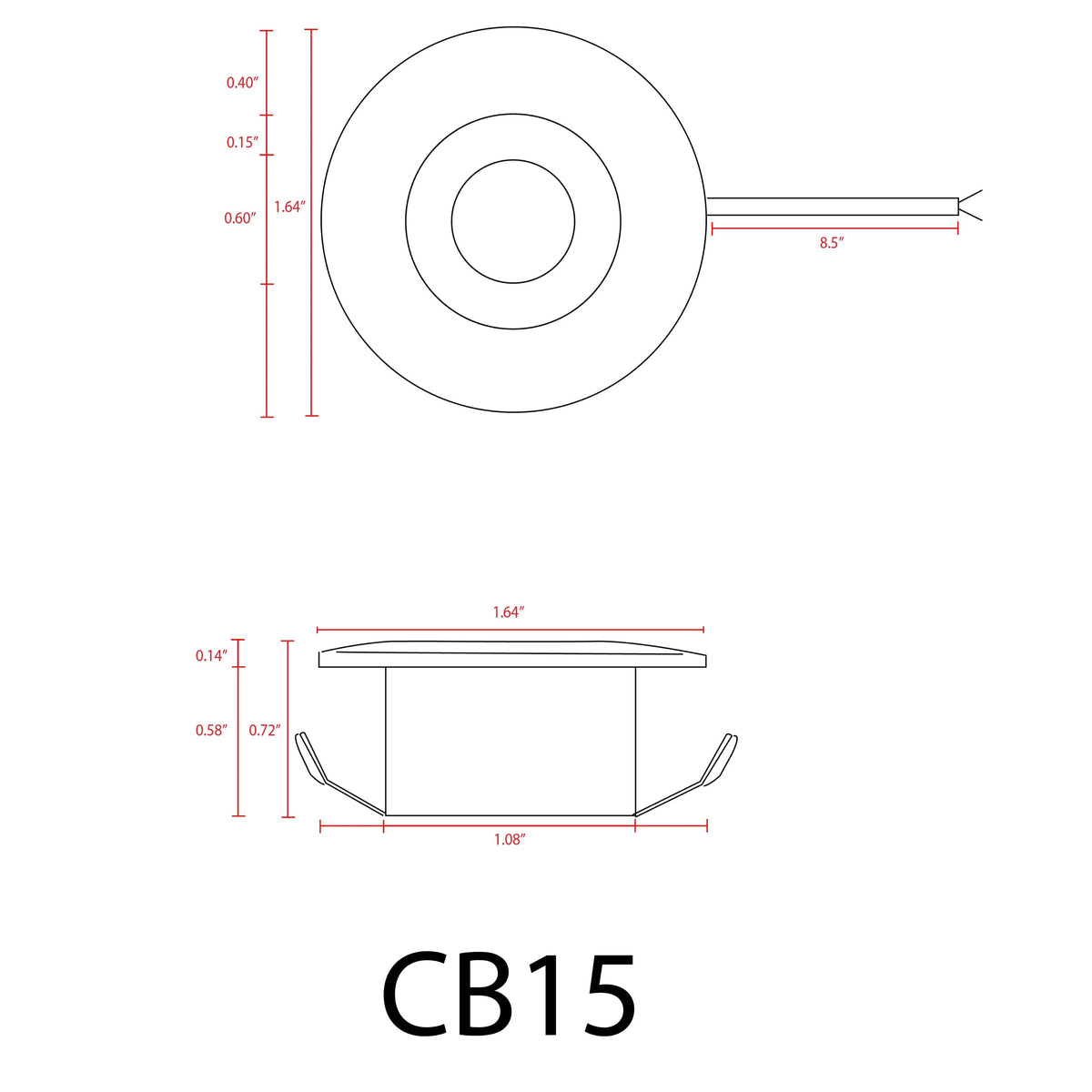 CB15 1.5W DC12V Low Voltage Round Recessed Cast Aluminum Cabinet Puck Light Energy Saving Dimmable LED Downlighting