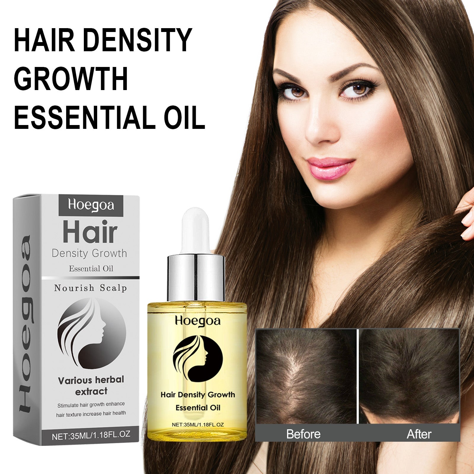 Hair Density Growth Essential Oil, Nourishing Hair Root Repair Perming Dry Damaged Hair Supple Hair Care Essential Oil