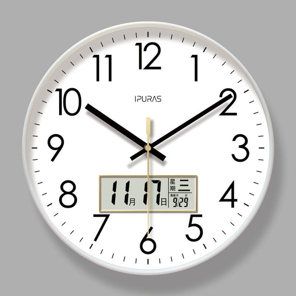 2025 New 10/12/14 - inch Electronic Calendar Wall Clock. Monitors temp & humidity. Dual - display. Mute. Quartz movement.