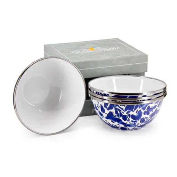 Cobalt Swirl Salad Bowls - Set of 4