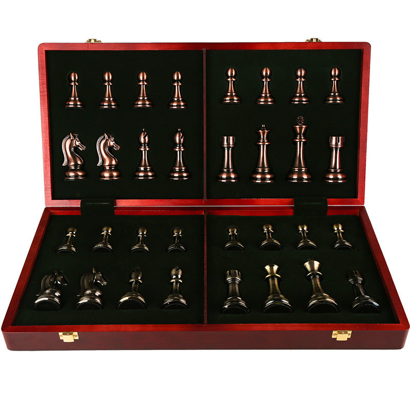 Solid wood folding chessboard oversized chess pieces Western chess