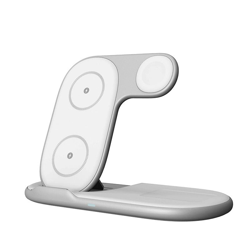 Folding 3-in-1 wireless charger suitable for iPhone earphones, watches, wireless fast charging phone holder