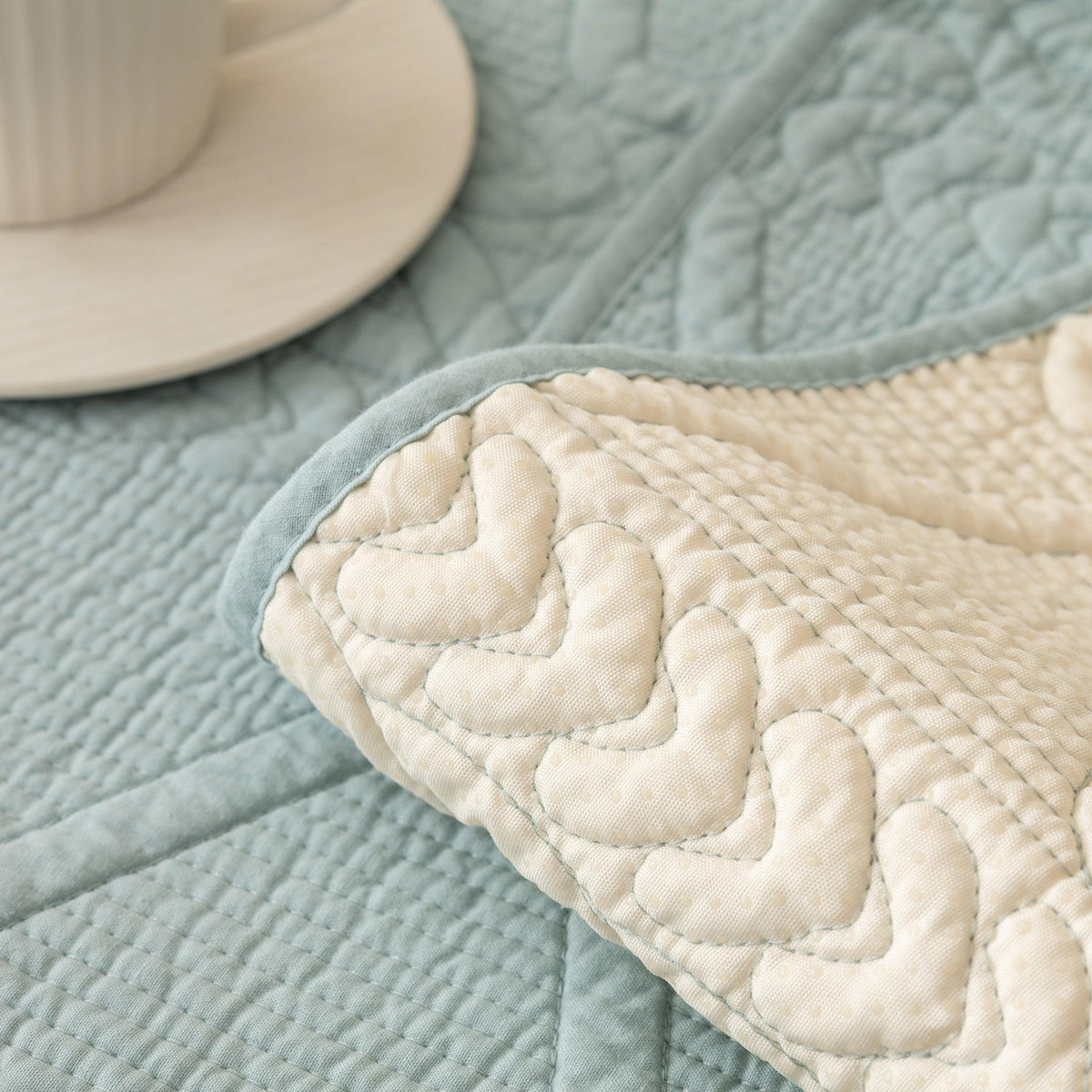 Geometric Textured Cotton Quilted Sofa Cover, Non-Slip Washable Couch Protector