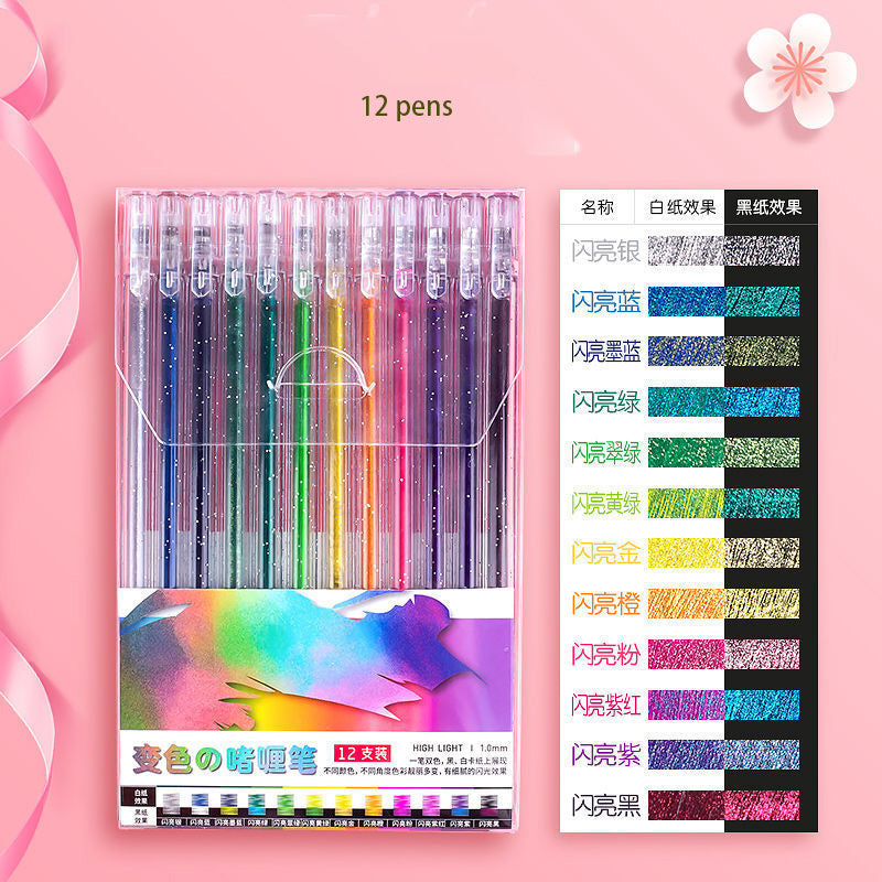 Drawing Doodling Scrapbook Journaling fluorescent Sparkle Gel Pen Neon Glitter Pens Fine Tip Art Markers Glittering Pen Set