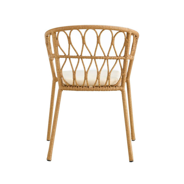 Outdoor dining set of 5 simple bamboo dinning table  PE ratten round table 110CM plastic wood top