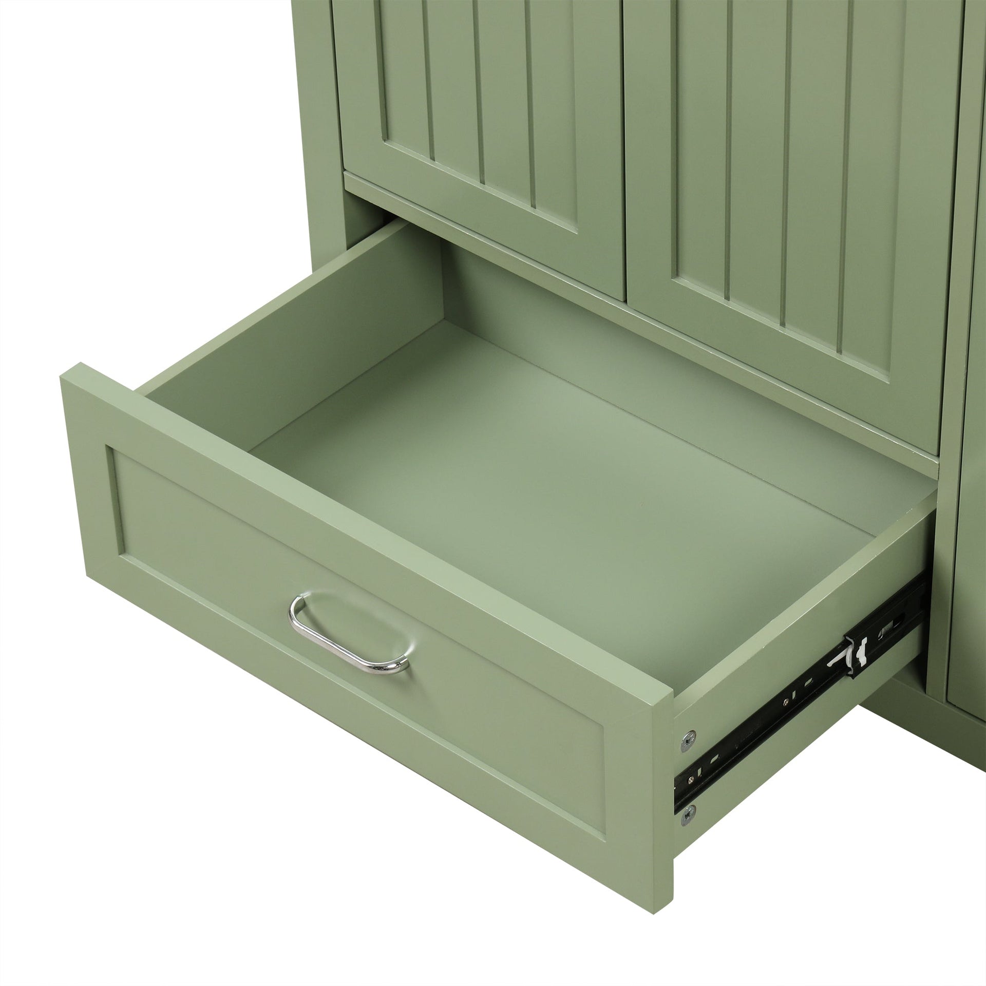 36 inch bathroom vanity with sink, one double door cabinet one large drawer and one flip drawer solid wood and MDF board, green